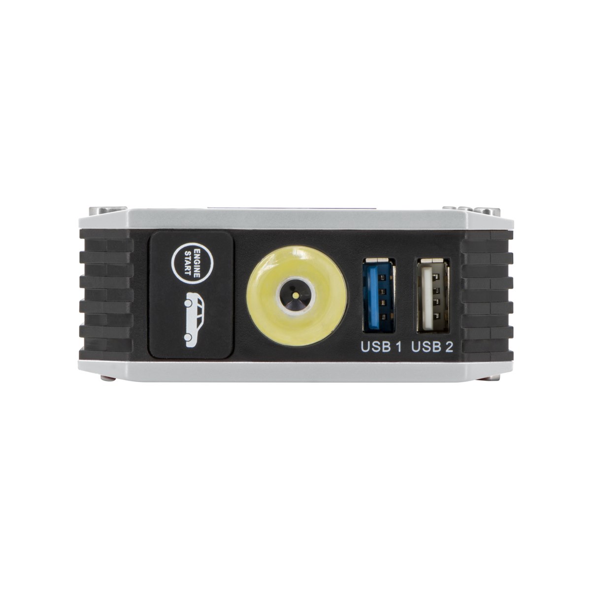 Arrancador de batería GYS NOMAD POWER 501, parte superior con linterna LED y puertos USB