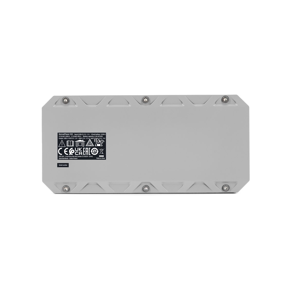Arrancador de batería GYS NOMAD POWER 501, vista trasera